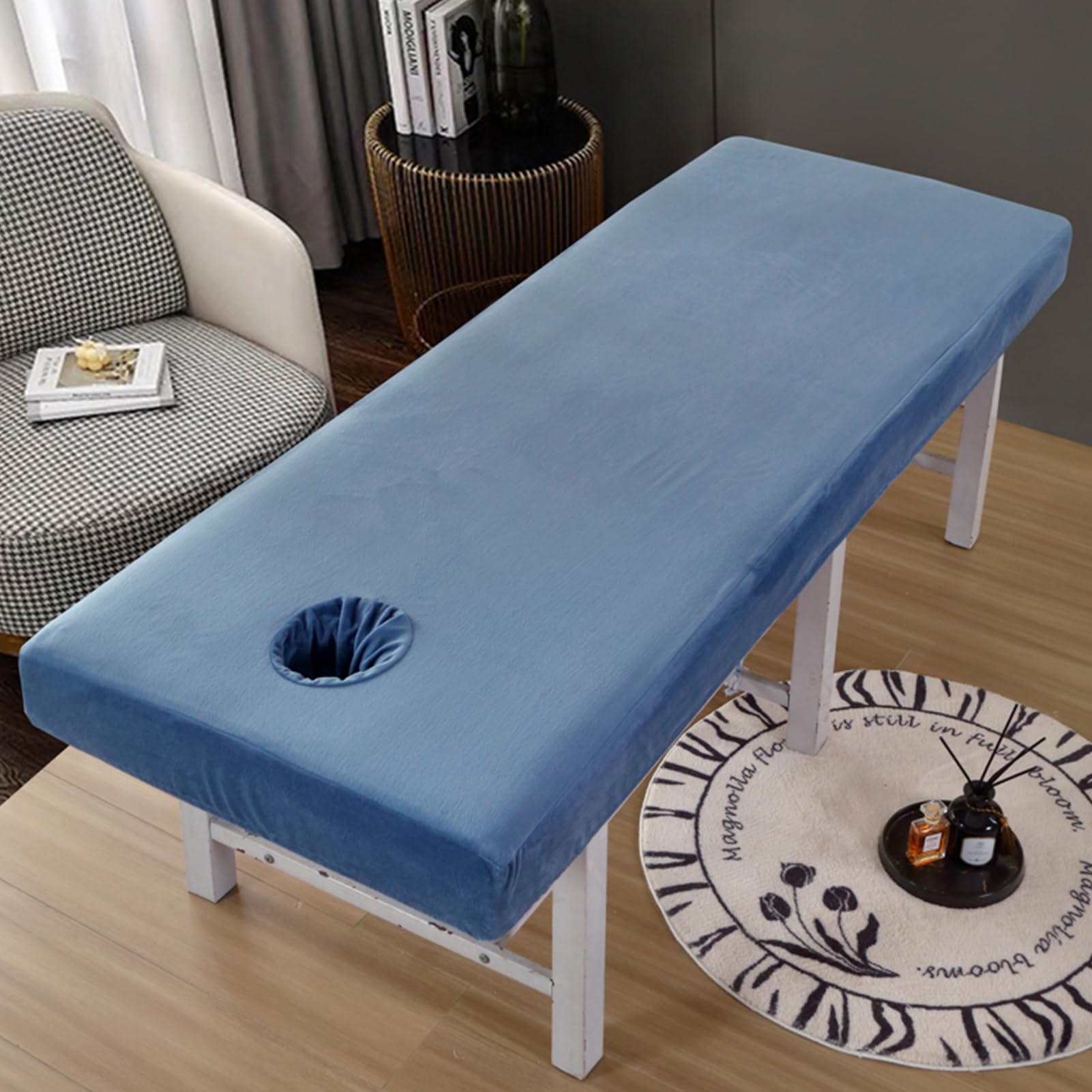青色マッサージテーブル Amazon.co.jp : ブルー,70x190cm/2.2x6.2ft,穴のある再利用可能